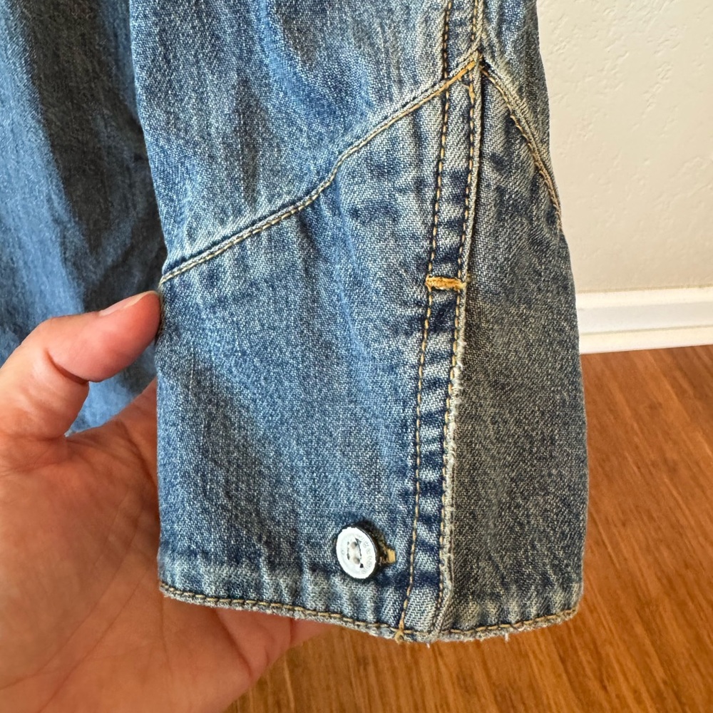 SOLD⚫️Rag & Bone Relaxed Fit Denim Shirt Dress Pockets Women’s Large - Picture 5 of 13